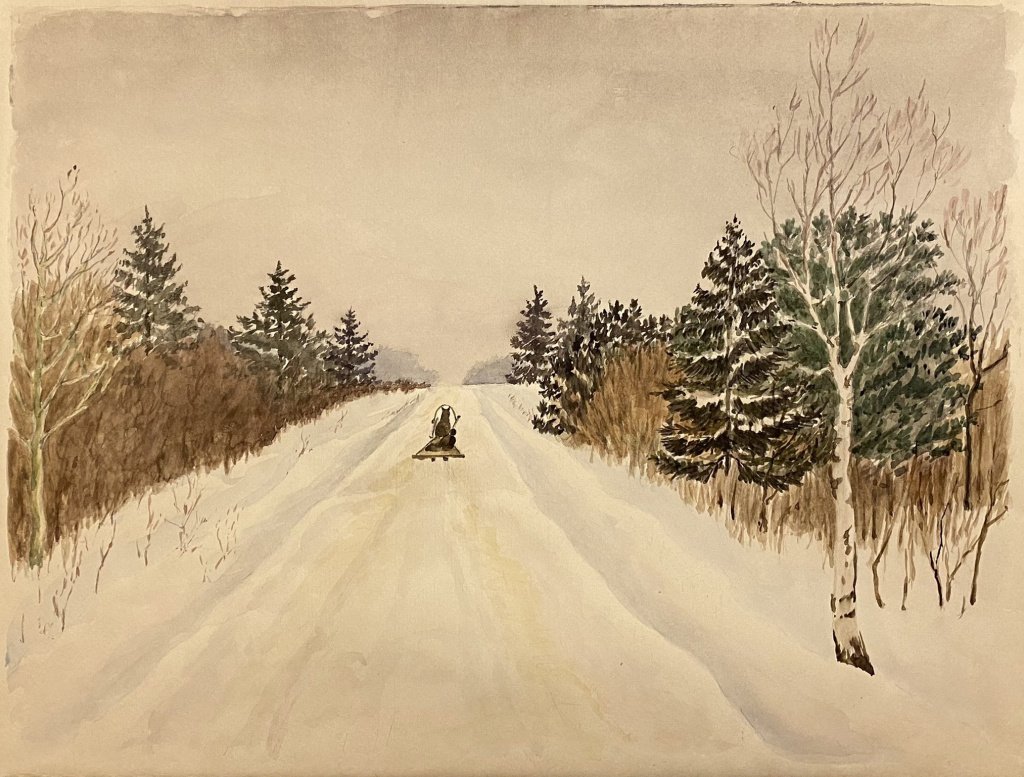 Рисунок к произведению зимняя дорога на выбор