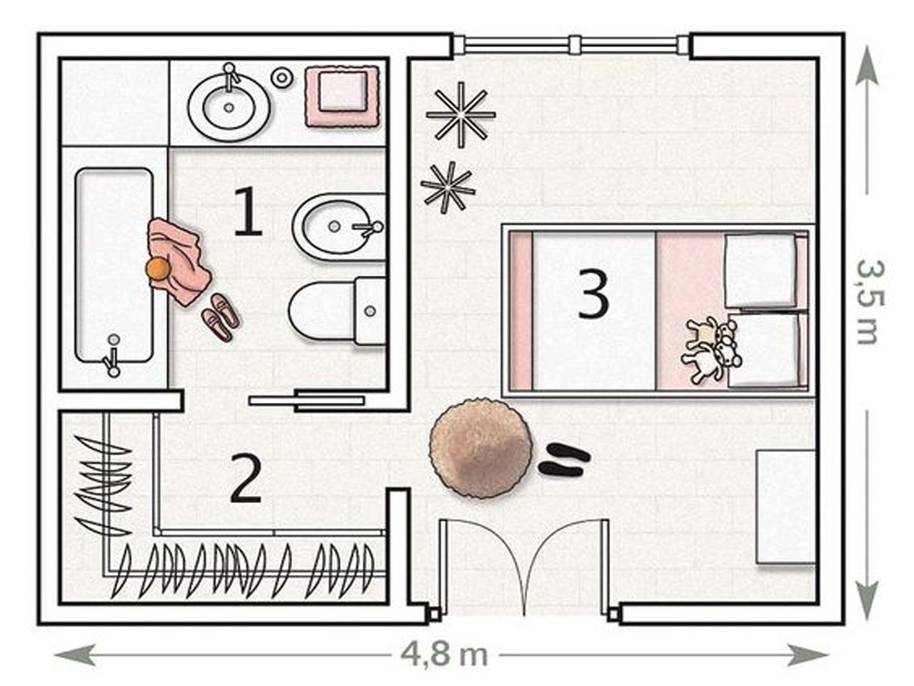 Схематичная планировка комнаты