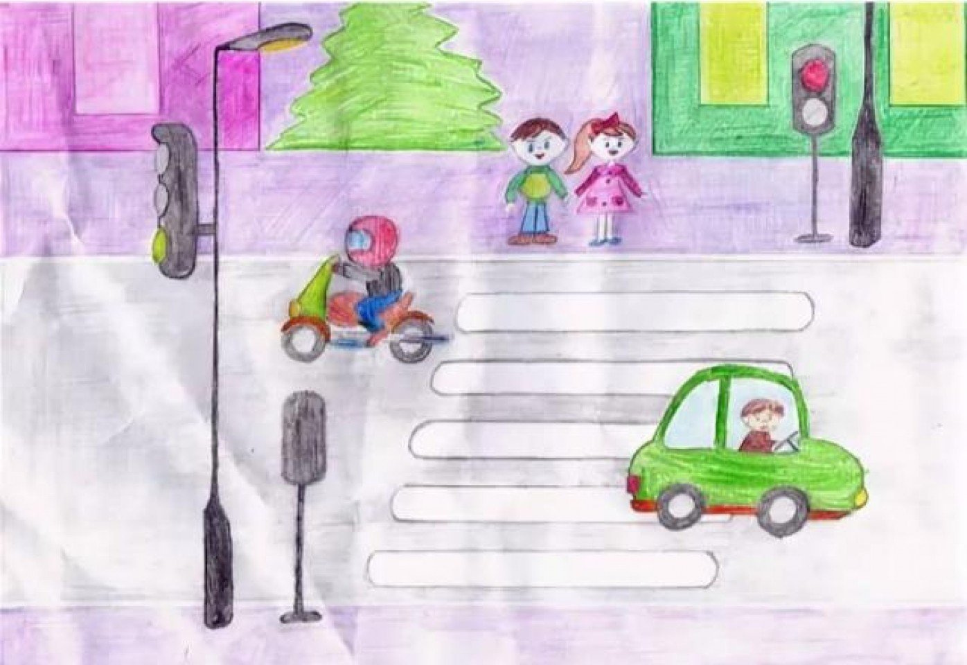 Детские рисунки на тему пешеход