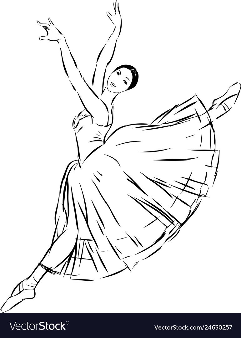 Силуэт балерины карандашом