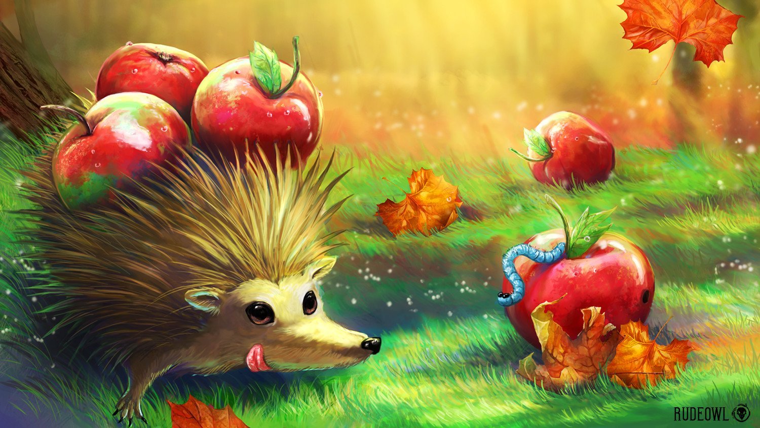 Картина Ежик с яблоками