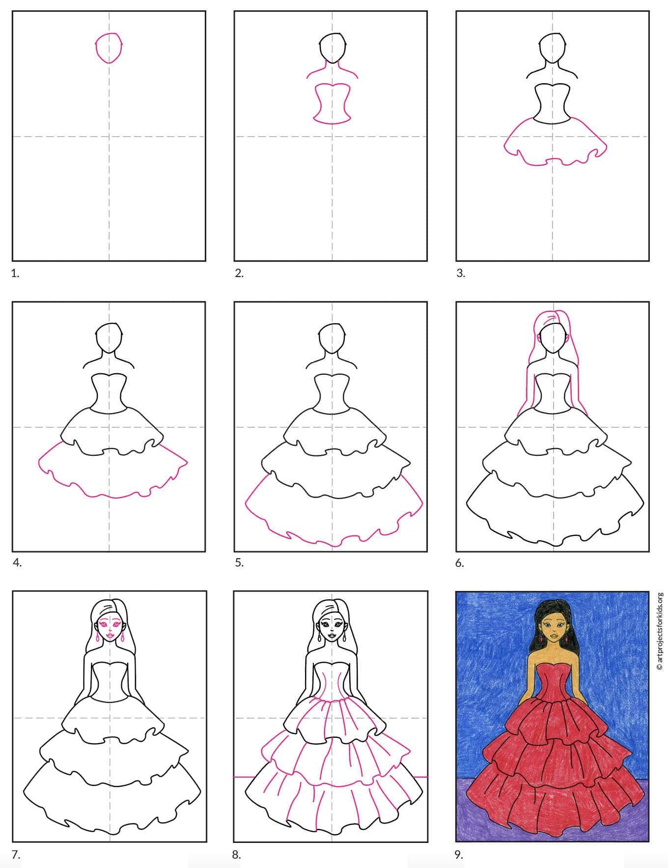 Схема платья для рисование для детей