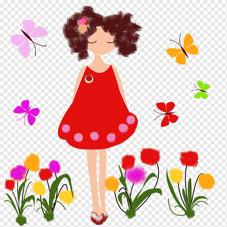 Девочка с платьем из цветов