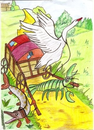 Лебедь рисунок из басни Крылова