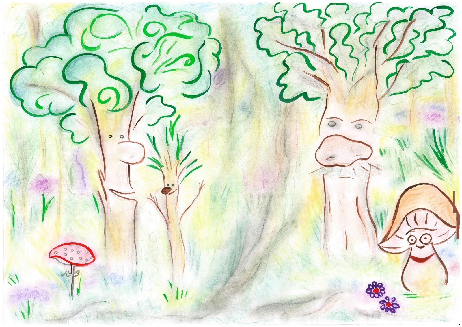 Нарисовать сказочный лес
