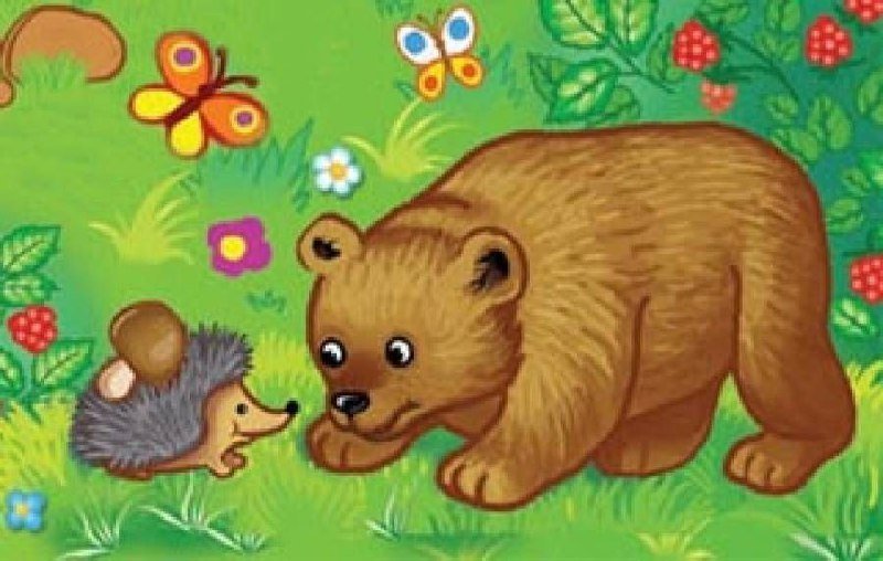 Медвежонок отправился бродить по полянке вдруг. Медвежонок в лесу для детей. Ежик и медведь. Медвежонок в лесу рисунок. Лес с мишками детское.