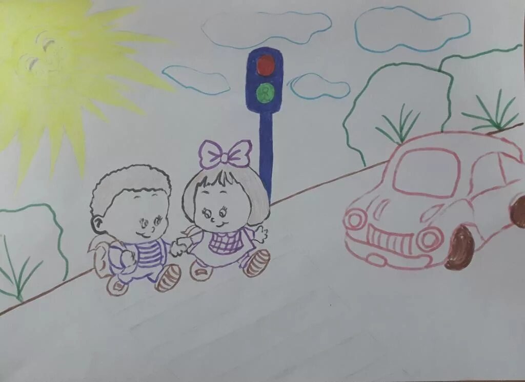 Нарисовать рисунок о правилах дорожного движения