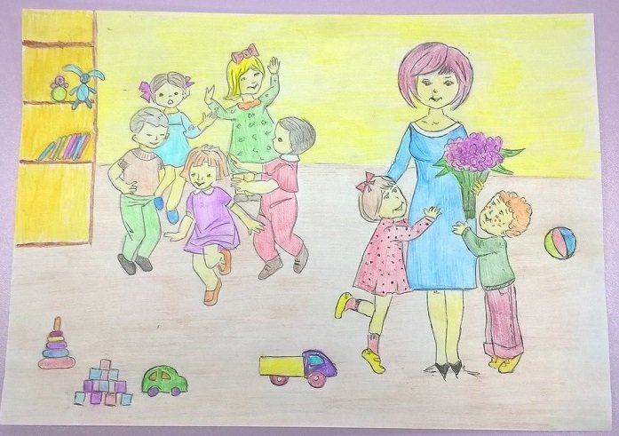 Рисунок на день воспитателя в детском саду - 88 фото