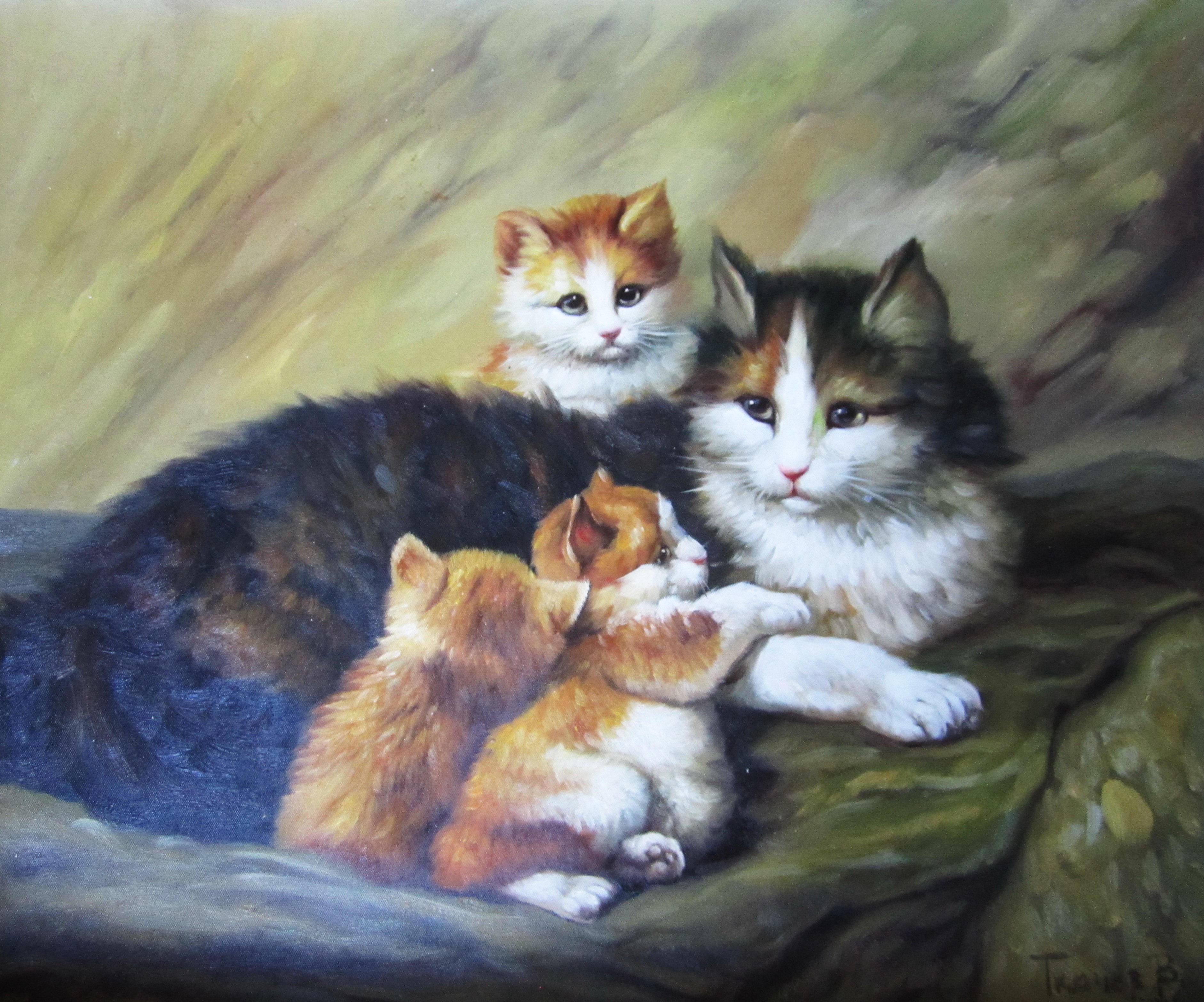 Репродукция кошка с котятами