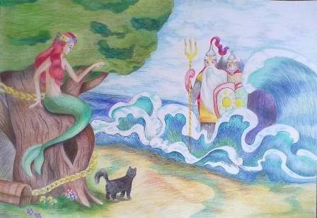 Иллюстрация к опере Руслан и Людмила Русалка на ветвях