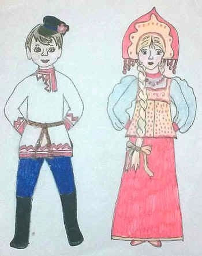 Как нарисовать русский костюм