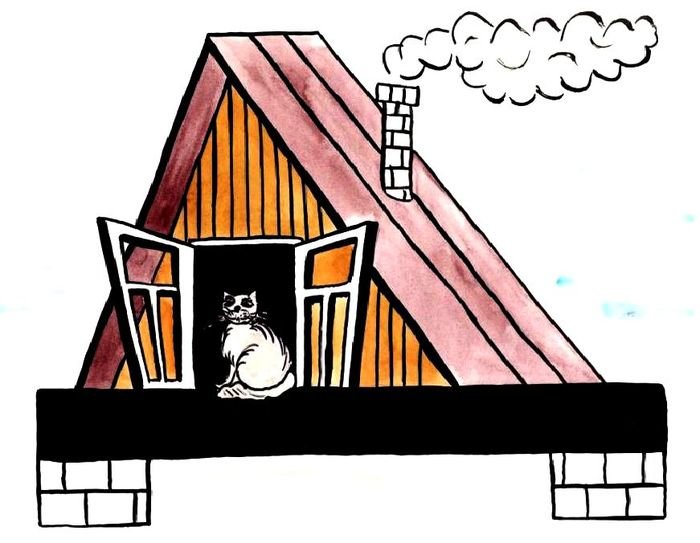 Кошачий дом рисунок