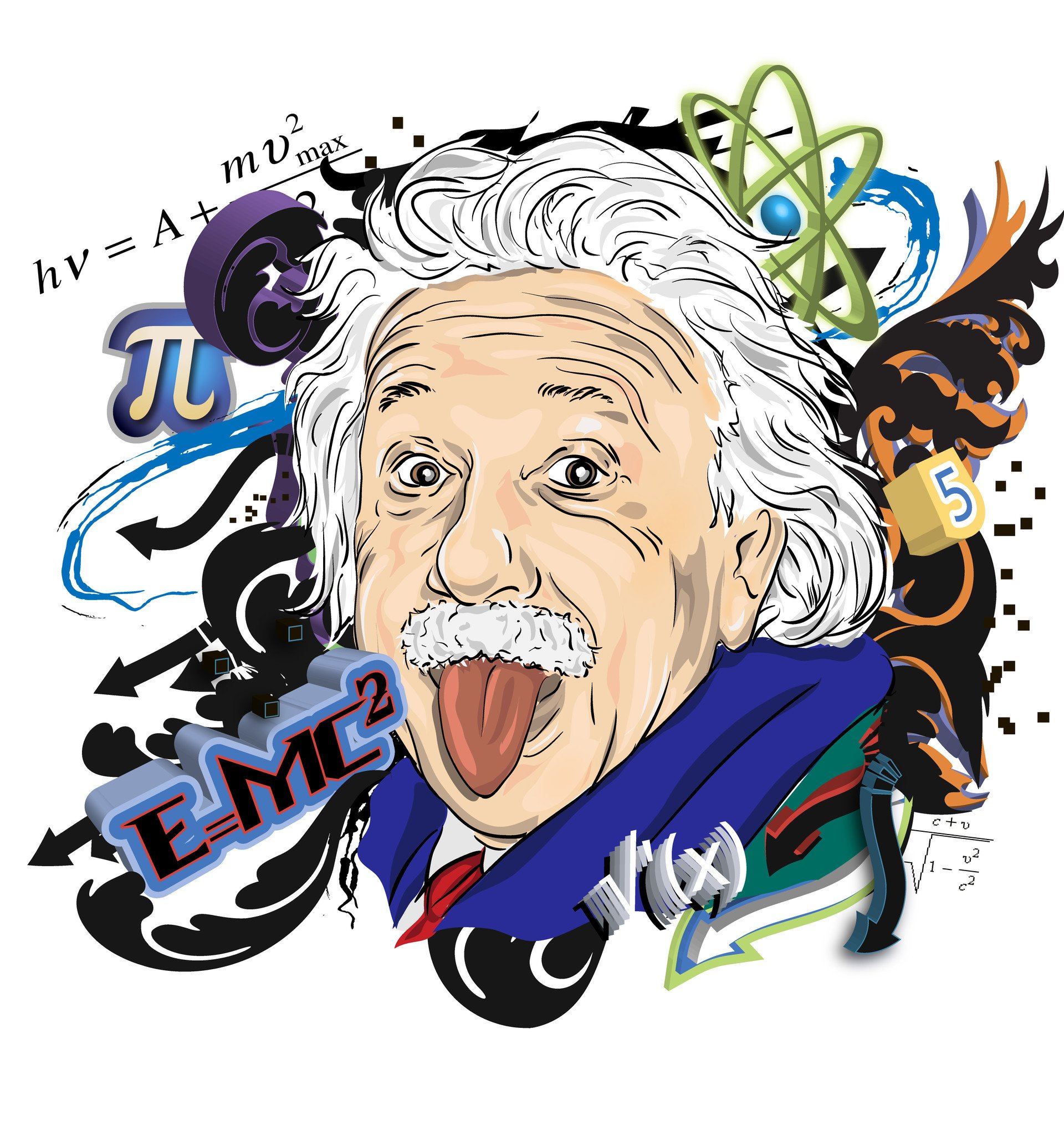 Альберт Эйнштейн рисунок мультяшный
