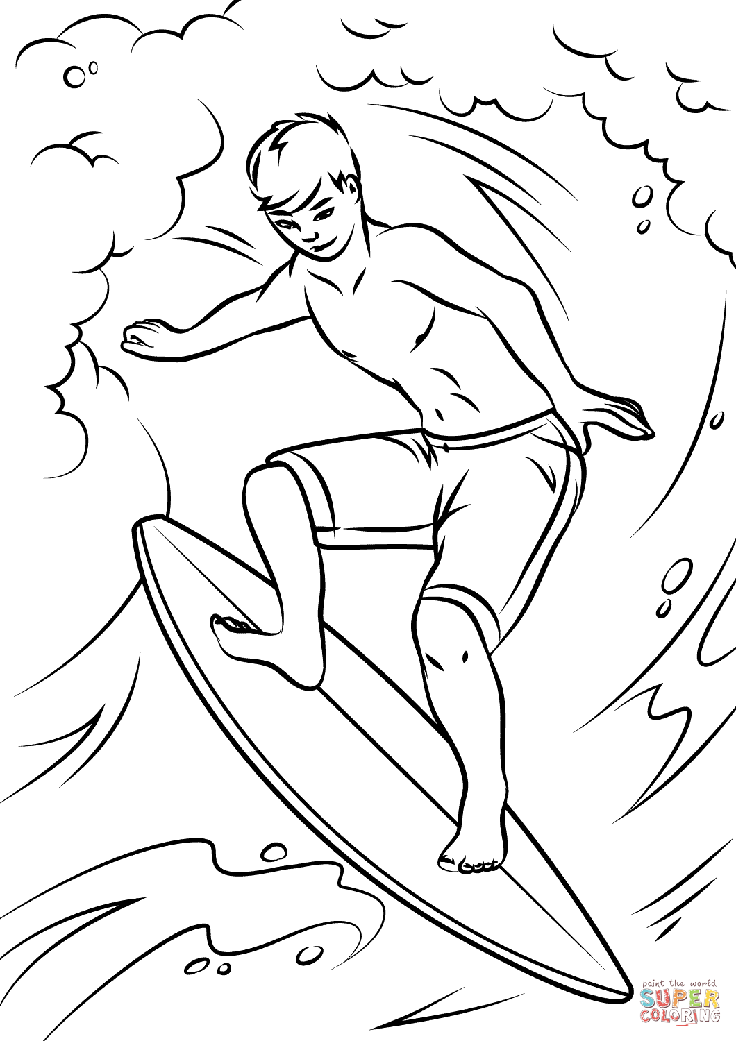 Серфингист раскраска