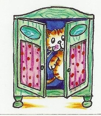Кошка на шкафу рисунок