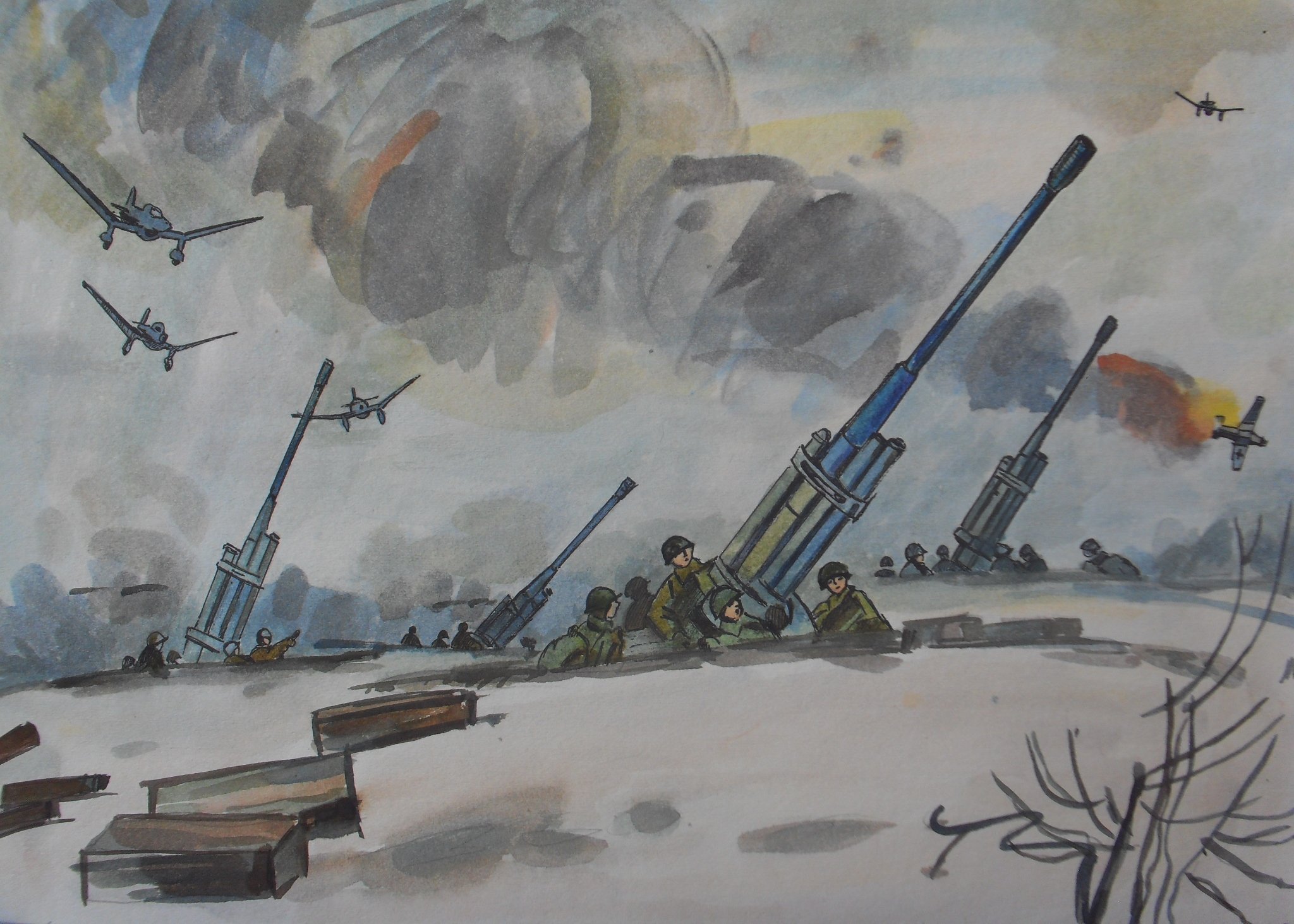 Картина артиллерист для детей
