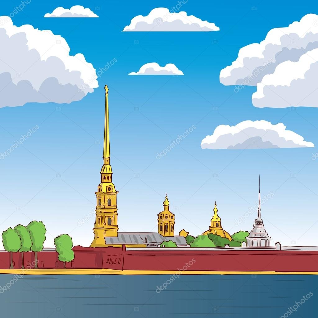 Детские рисунки Петропавловской крепости в Санкт-Петербурге