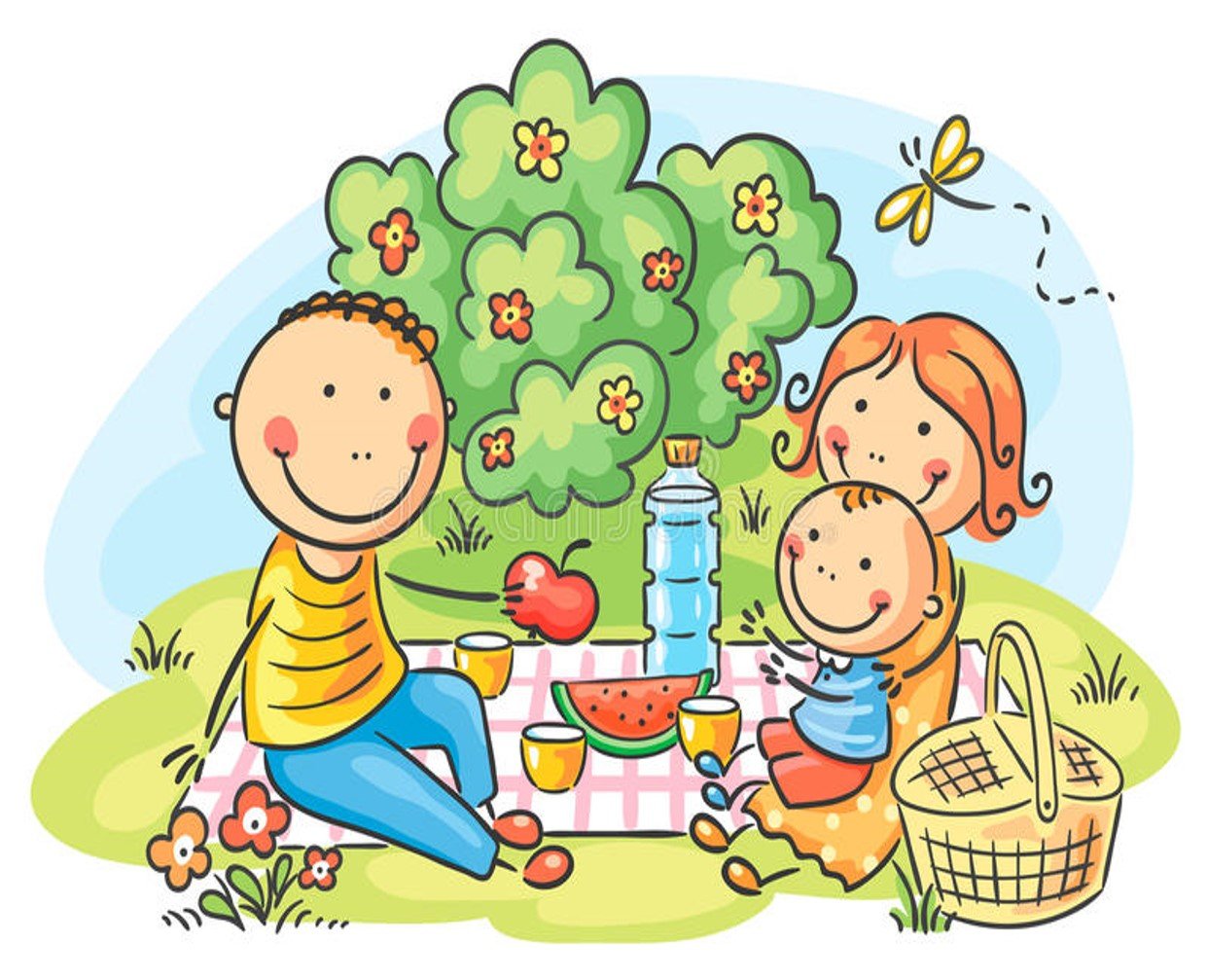 Семья на пикнике картина для детей