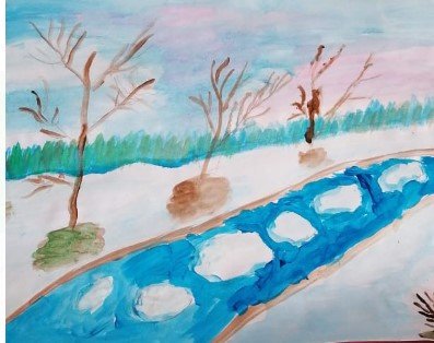 Ледоход рисование старшая. Рисование ледоход Колдина. Рисование ледоход на реке в старшей группе Колдина.