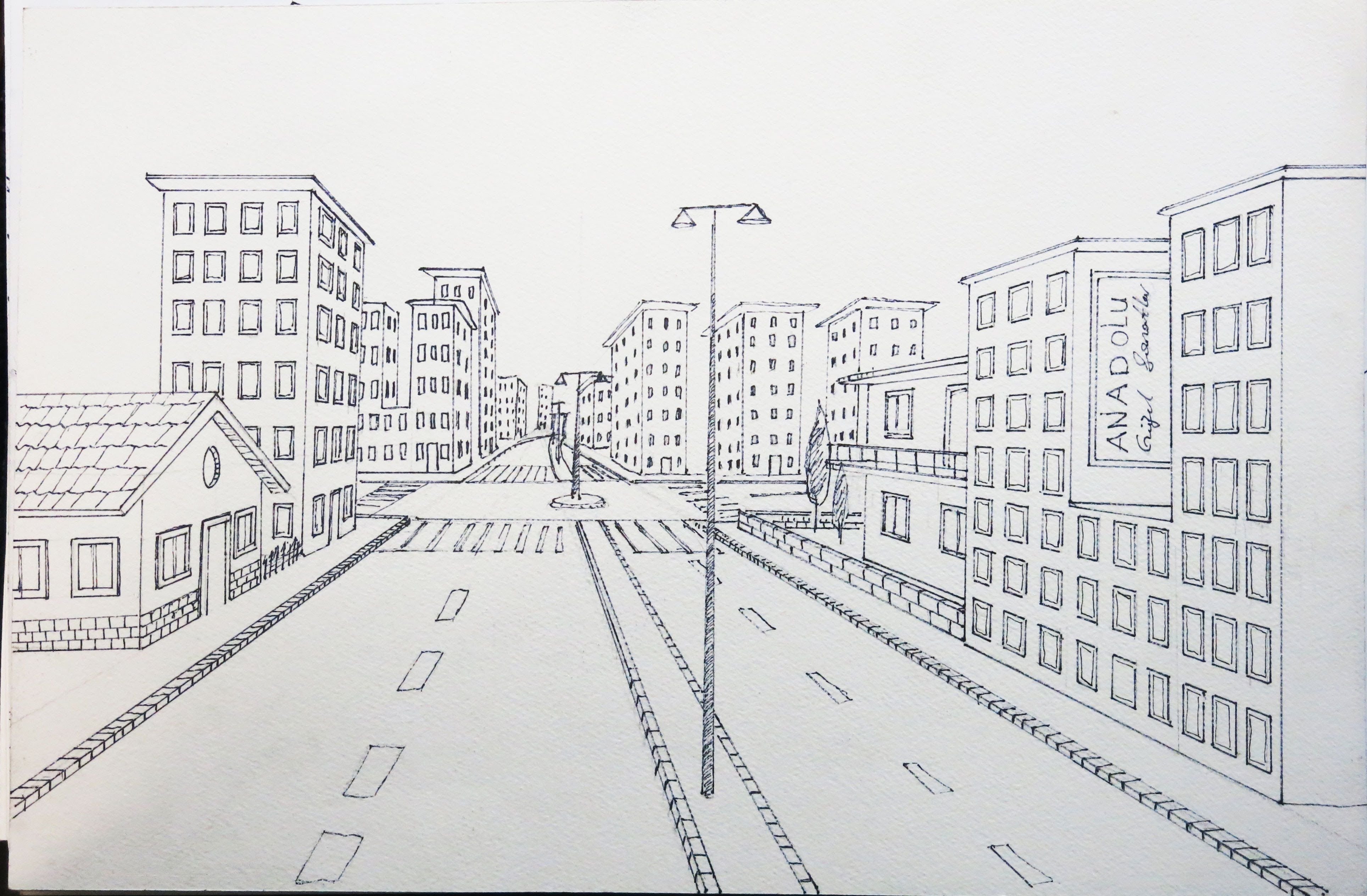 Легкие рисунки улицы. Городской пейзаж одноточечная перспектива. Зарисовка города линейная перспектива. Пейзаж города линейная перспектива. Линейная перспектива улицы карандашом.