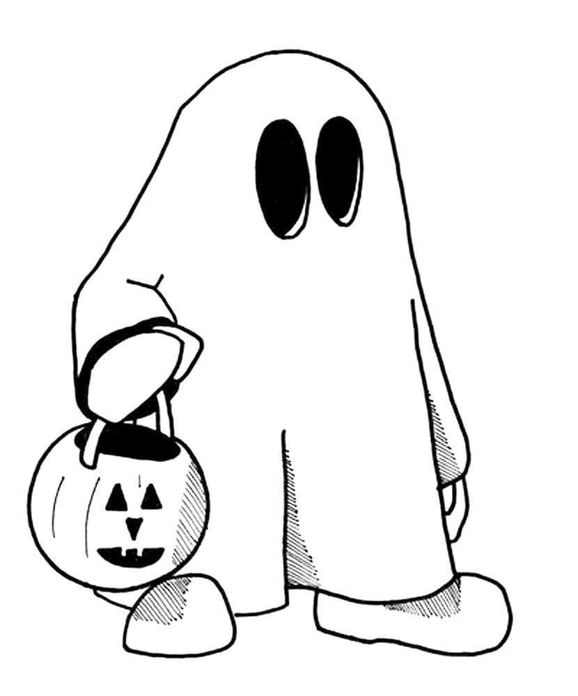 Раскраска привидение на Хэллоуин