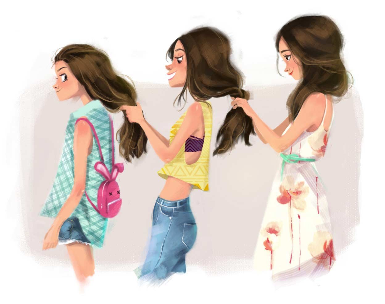 Три девочки иллюстрации