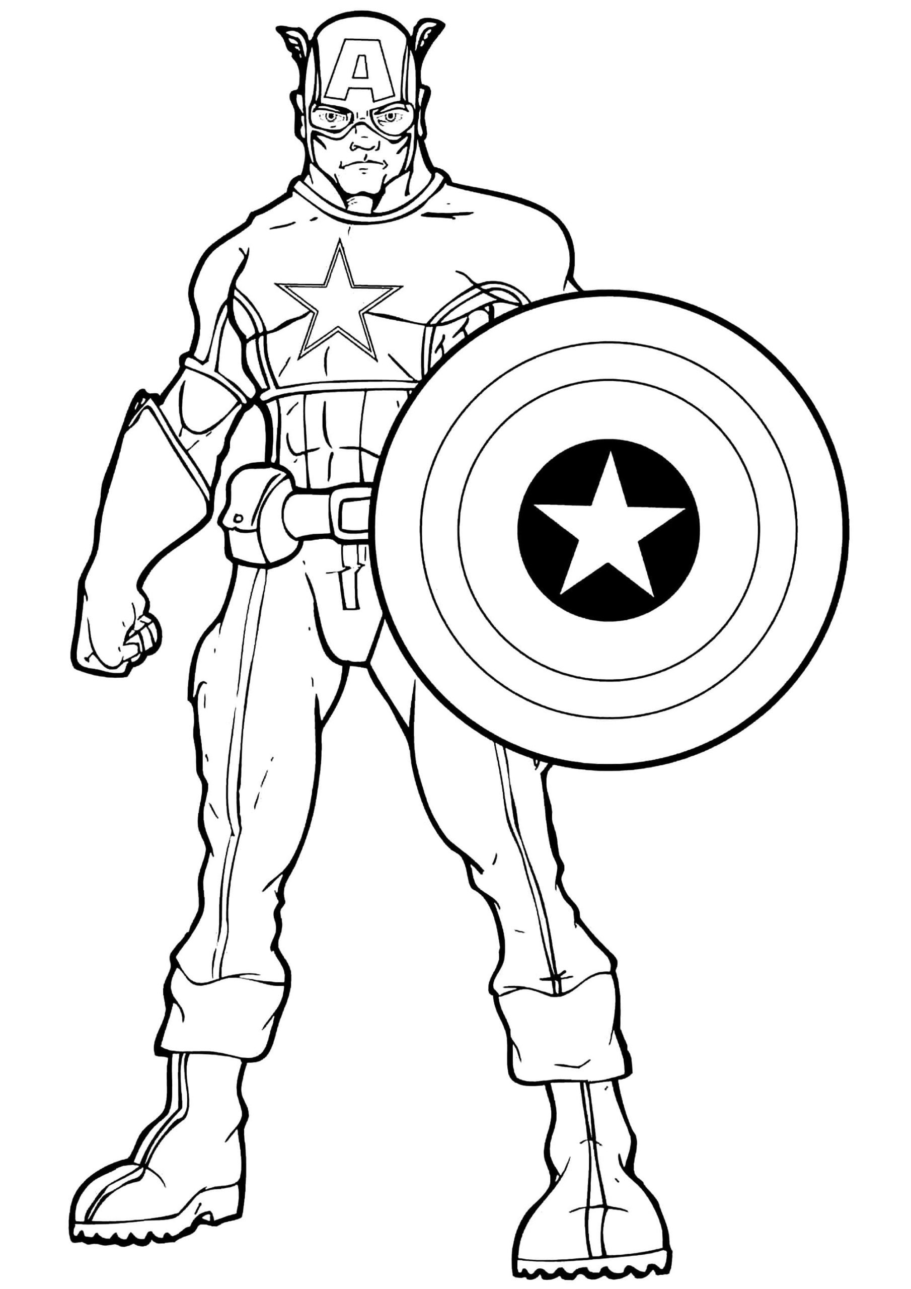 Раскраска Супергерои Капитан Америка