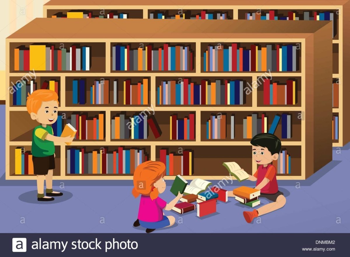 Мультяшные дети в библиотеки