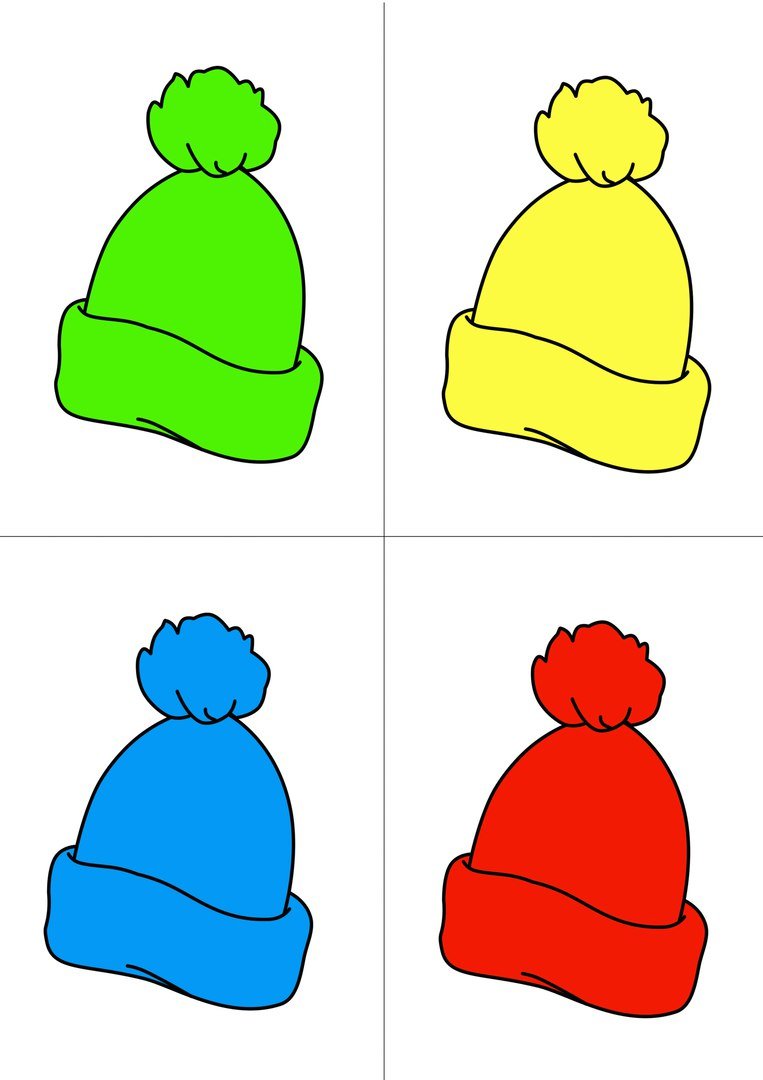 Подбери шапки по цвету для детей