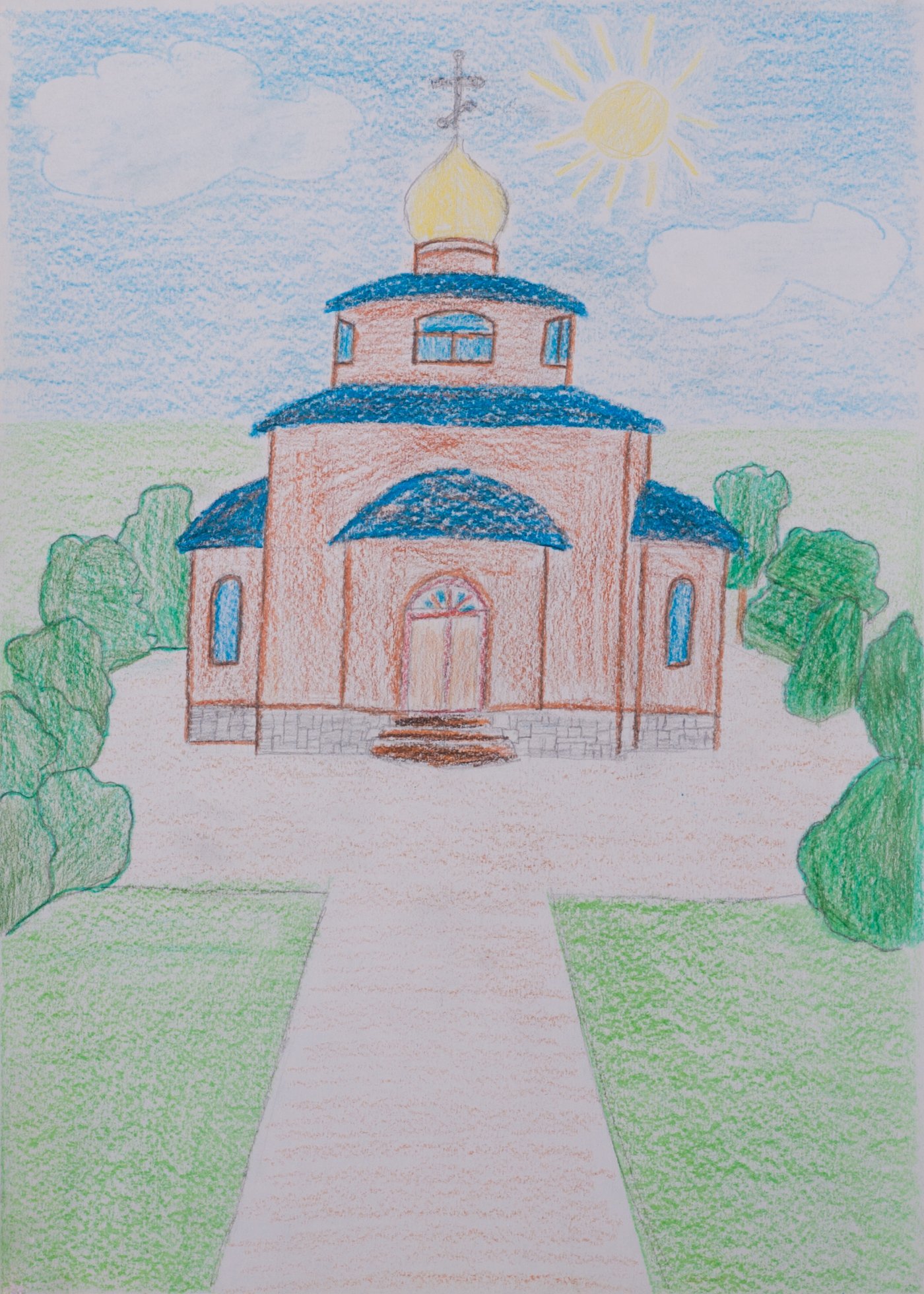 Церковь рисунок для детей