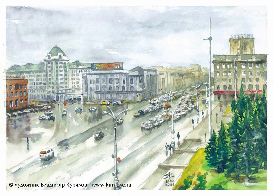 Рисунок города кемерово. Курилов художник Новосибирск.
