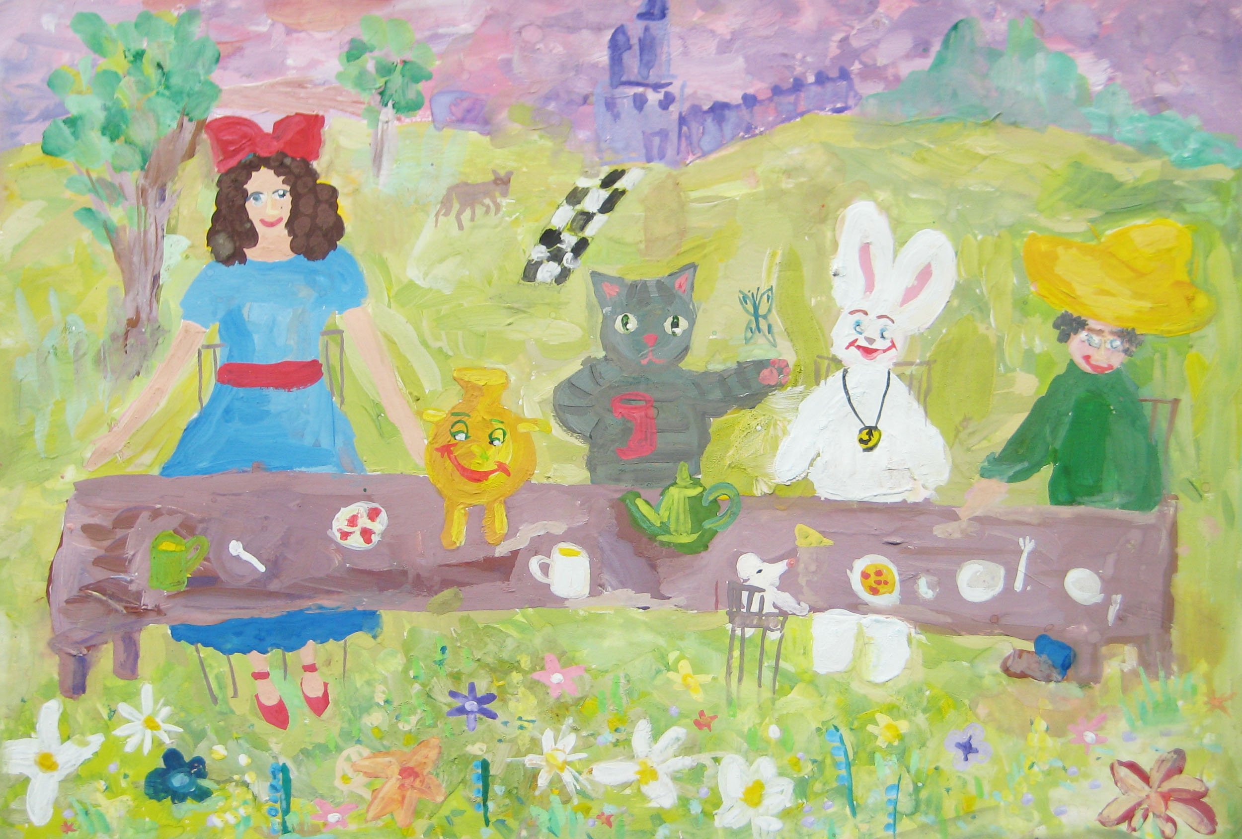 Дошкольники рисуют Алису в стране чудес