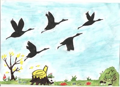 Рисование птицы улетают в теплые края