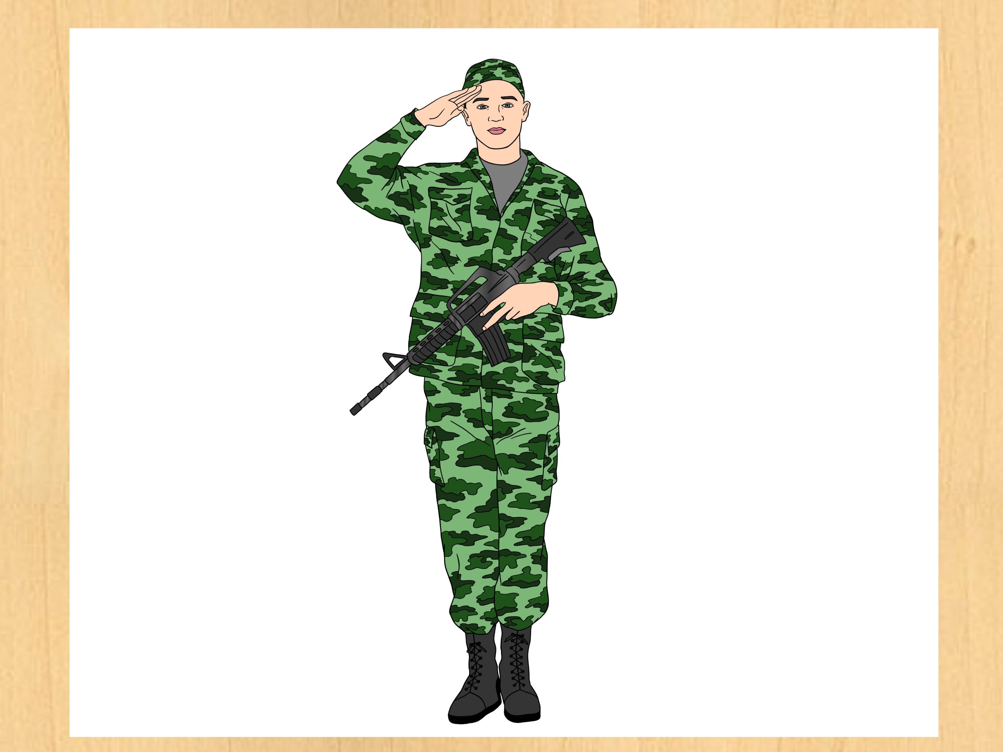 Человек в военной форме рисунок