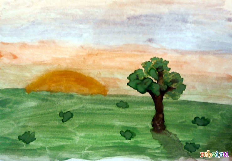 Заря алая разливается рисование в подготовительной. Пейзаж старшая группа. Пейзаж 6 класс. Рисование закат в подготовительной группе. Рисование закат солнца в старшей группе.