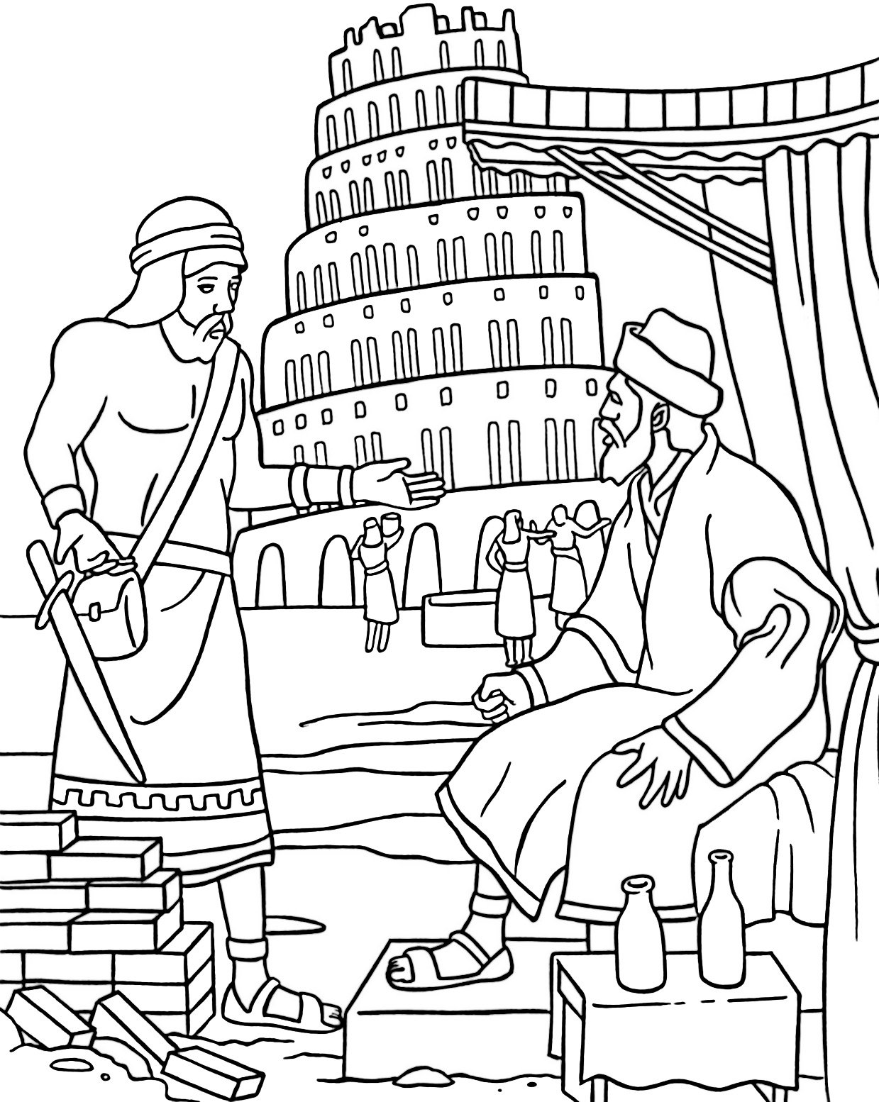 Раскраски Библии Вавилонская башня