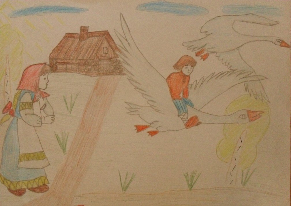 Гуси лебеди рисунок для детей 1 класса. Гуси лебеди рисунок. Рисунок к сказке гуси лебеди. Рисование гуси лебеди. Иллюстрация к сказке гуси-лебеди 2 класс.