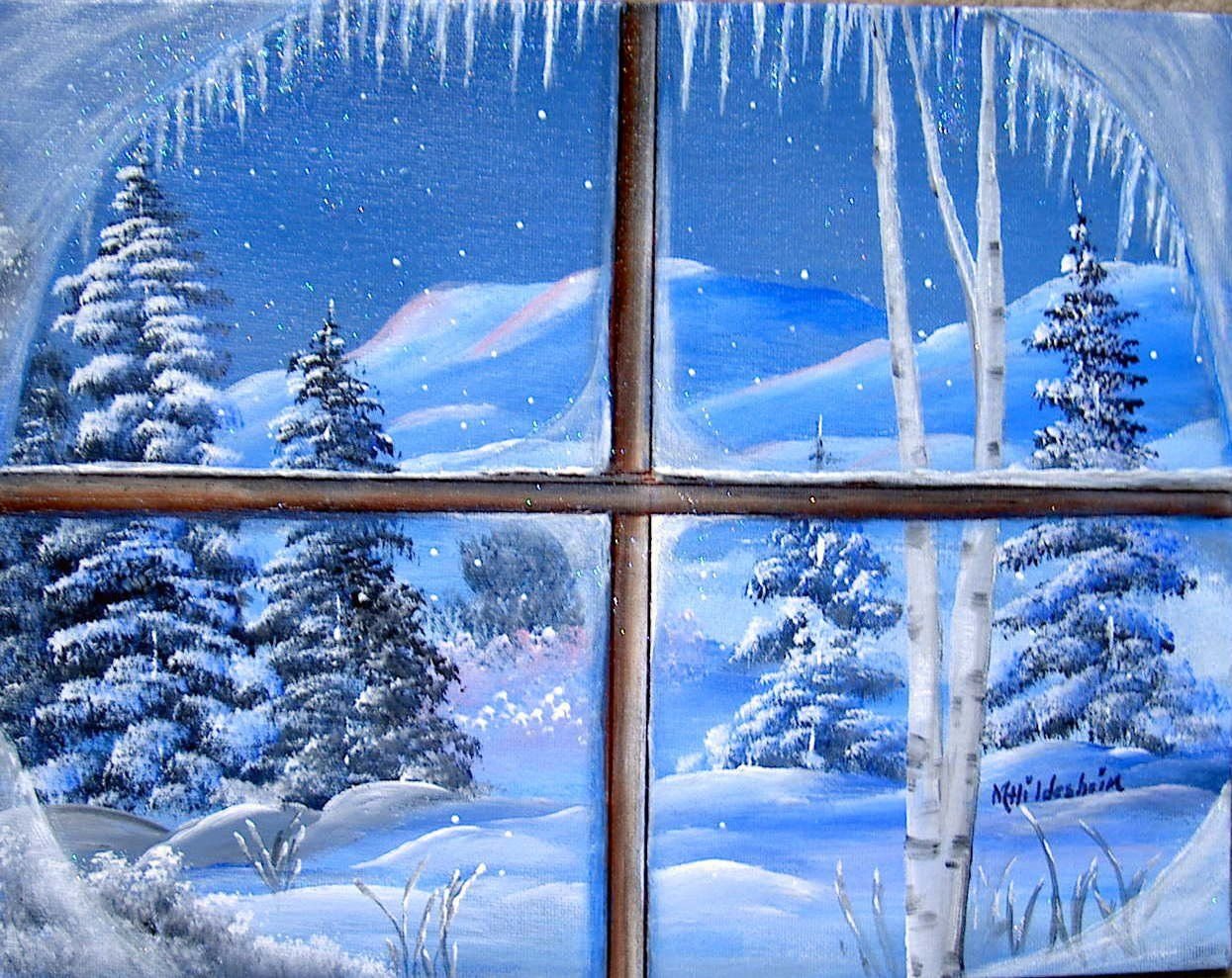 зима за окном картинки