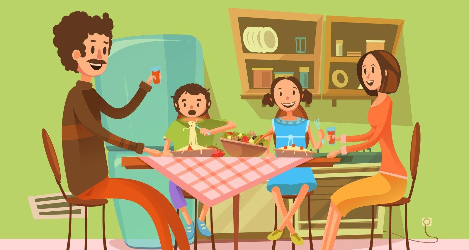 Семейный обед рисунок