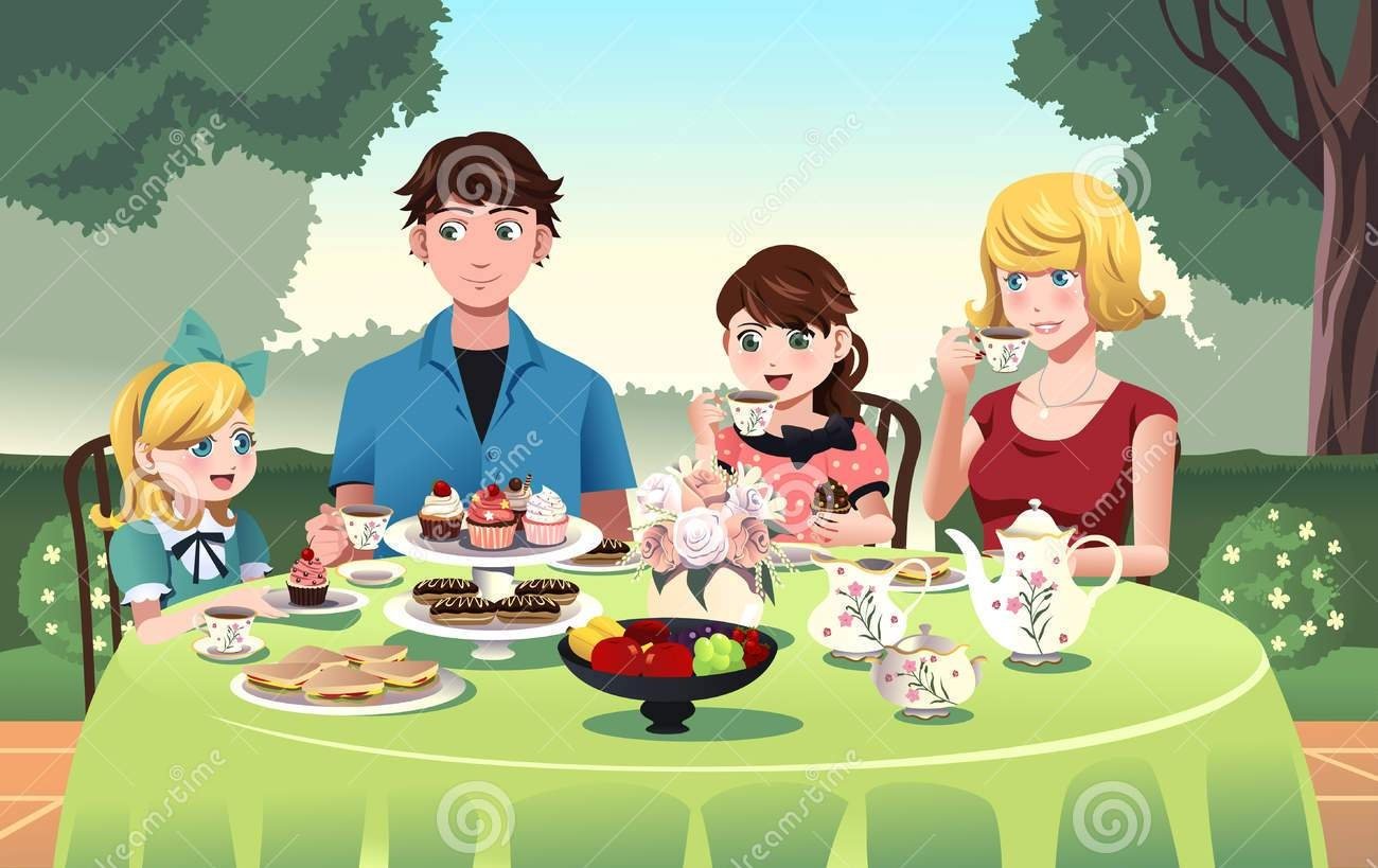 Семья за столом иллюстрация