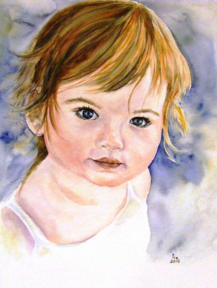 Портрет ребенка гуашью