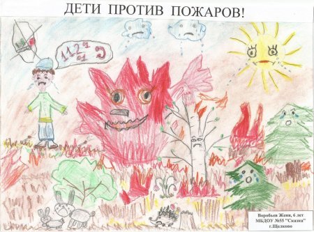 Рисование пожар в лесу