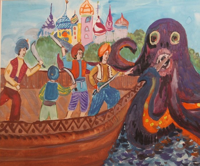 Иллюстрация к сказке о первом путешествии синдбада