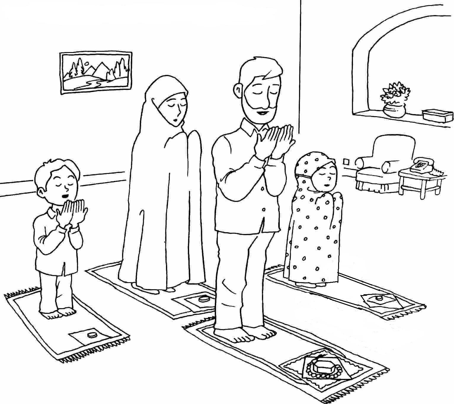 Мусульманская семья раскраска