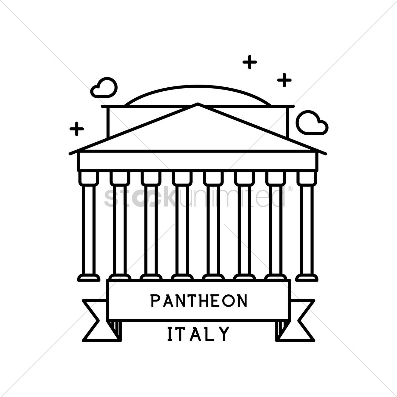 Пантеон рисунок карандашом