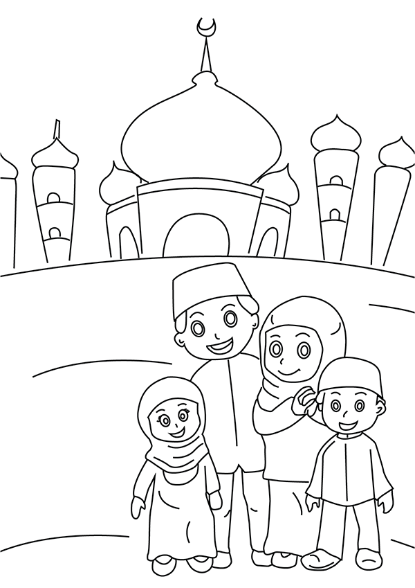Детская ураза. Исламские раскраска на Рамадан для детей. Мусульманские раскраски для детей. Мечеть раскраска. Мусульманская семья раскраска.