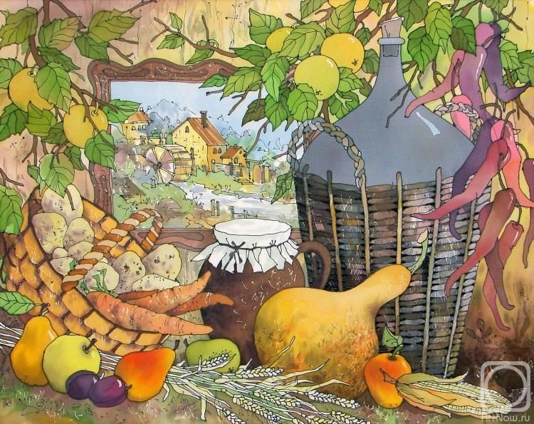 Деревенский натюрморт рисунок