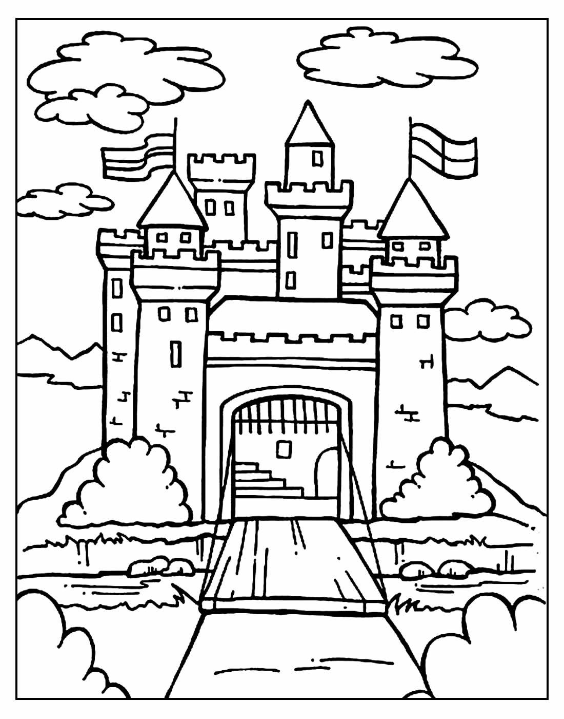 Рыцарский замок раскраска для детей