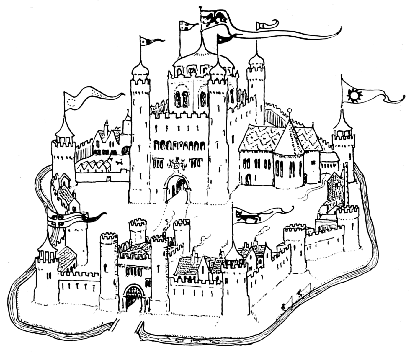 Средневековый город раскраска