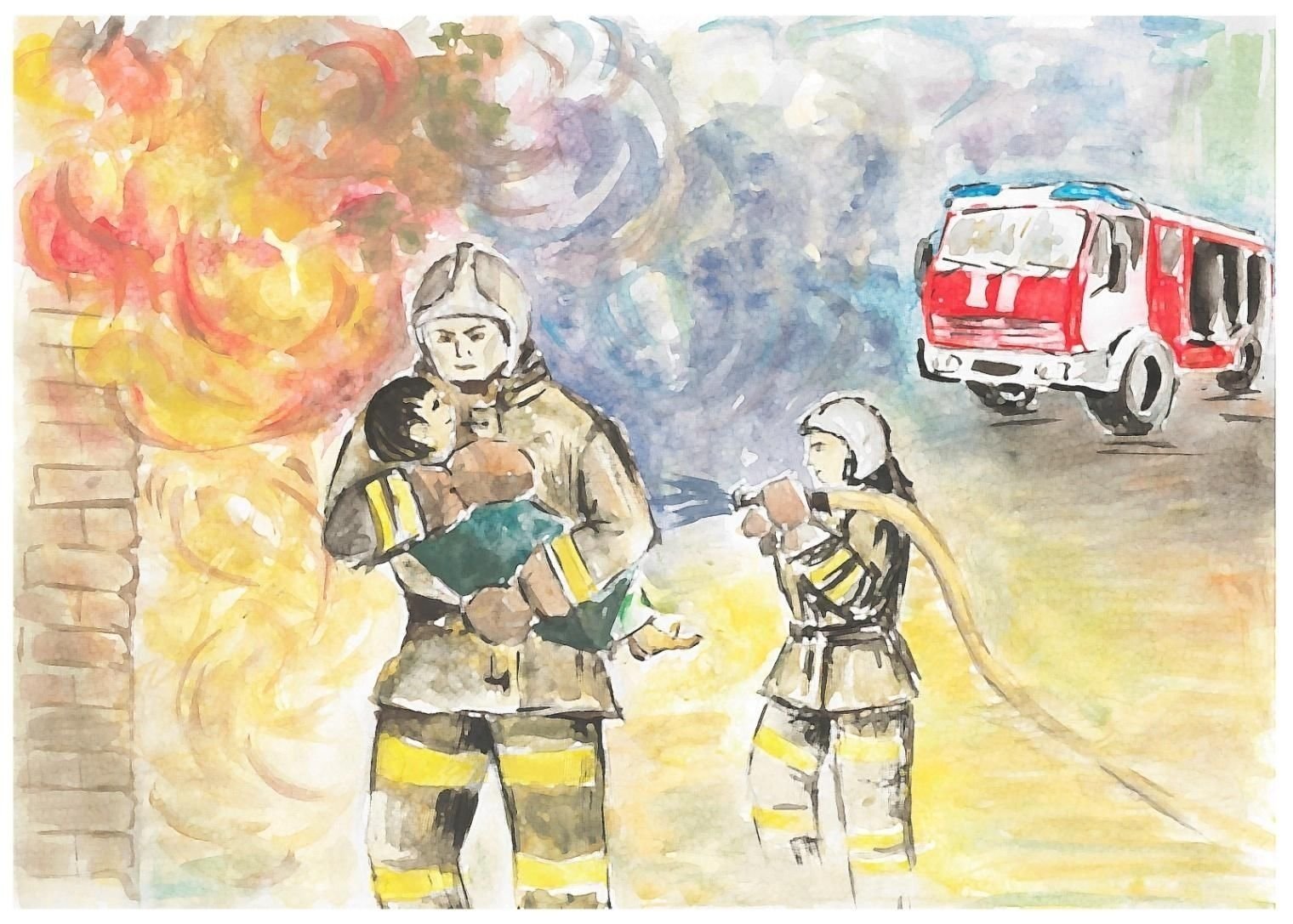Рисунки про пожарных спасателей